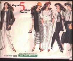 2292 VOGUE EZ OPEN JACKET, VEST, TOP,  BOTTOMS 89 PATTERN 8-24 3 SIZES